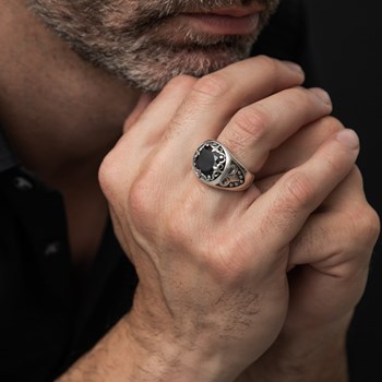 Zilveren Ring Heilige Unie Zwarte Onyx Steen
