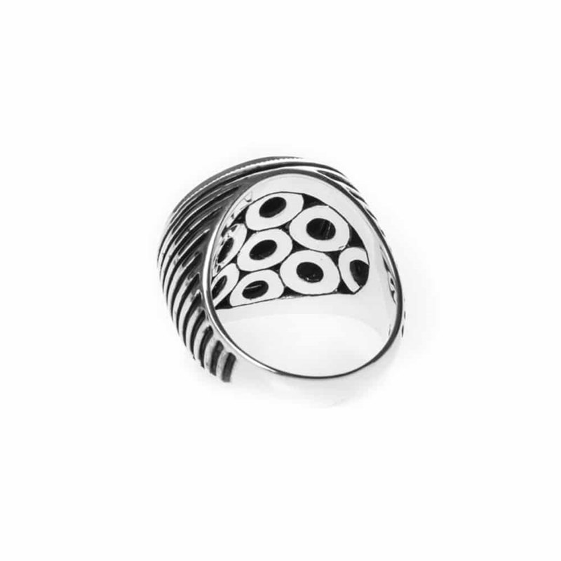 Bague Chevalière Homme Onyx énigmatique Argent - vue 2