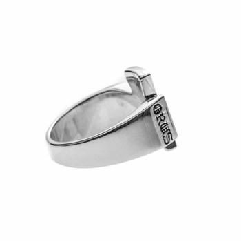 Bague Argent Homme Croix Pavée Noire