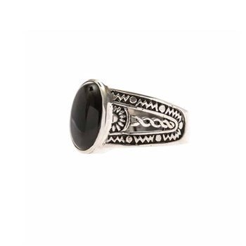 Bague Homme Ethnique Onyx Argent