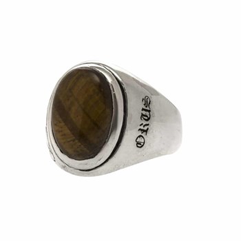 Zilveren asymmetrische tijgeroog ring voor mannen