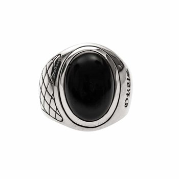 Herenring Asymmetrisch Onyx Zilver