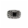 Chevalière Argent Homme Universitaire Pierre Quartz Noire Argent - vue V1