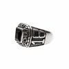 Chevalière Argent Homme Universitaire Pierre Quartz Noire Argent - vue V2