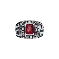Chevalière Homme Universitaire Pierre Quarzt Rouge Argent