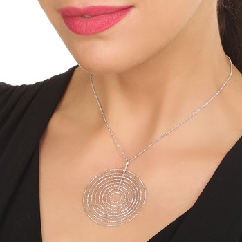 Zilveren Ketting Rhodium Diamant Tourmente Spiraal