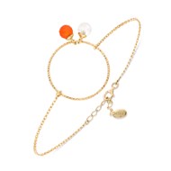 Bracelet Argent Doré Lune Et Cornaline Orange