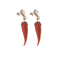 Boucles d'oreilles en métal argenté piment rouge