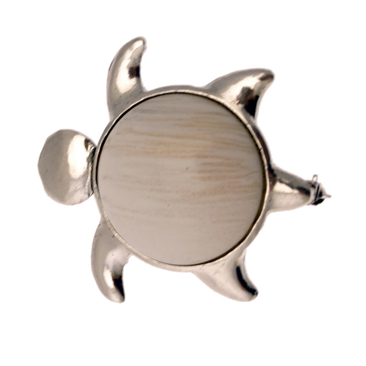 Broche métal argenté tortue pierre couleur collection TURTLE - vue V1