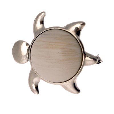 Broche métal argenté tortue pierre couleur collection TURTLE - vue V1