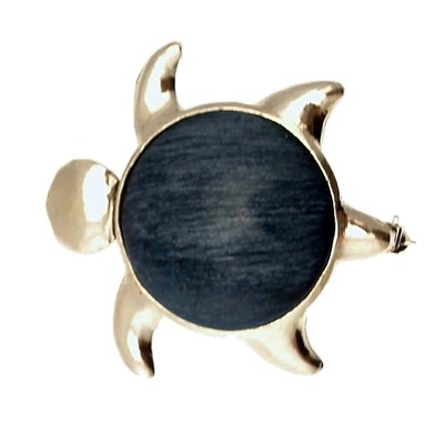 Broche métal argenté tortue pierre couleur collection TURTLE - vue V1