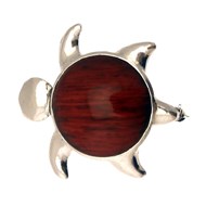 Broche métal argenté tortue pierre couleur collection TURTLE