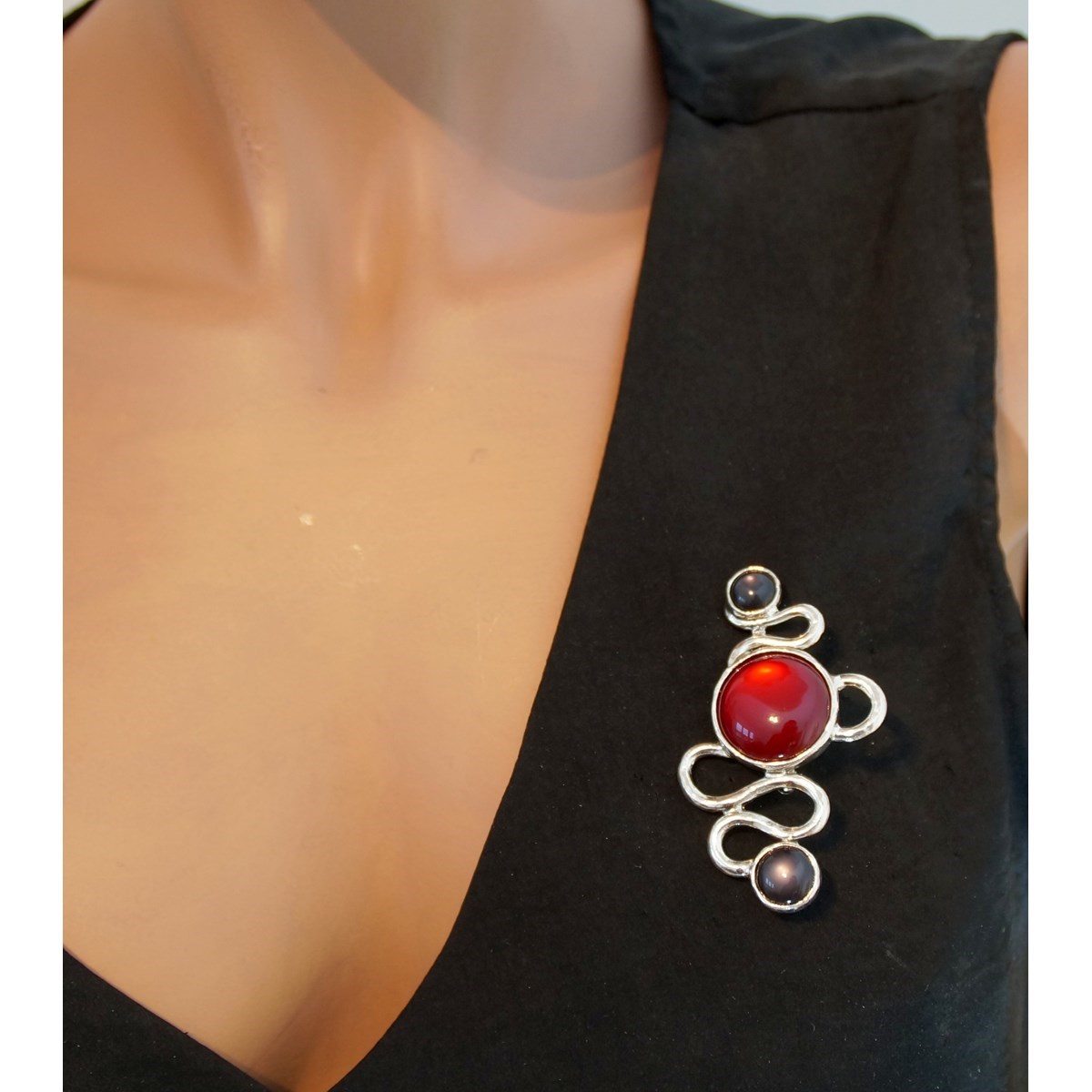 Broche en métal argenté collection VICE VERSA - vue V3