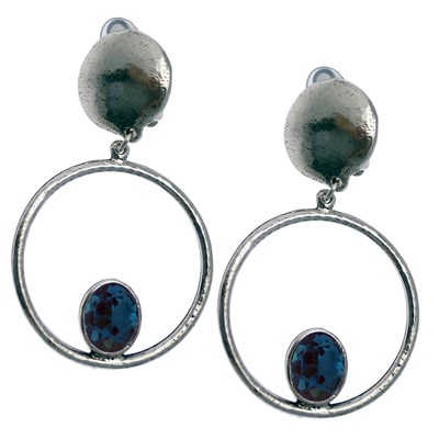 Boucles d'oreilles type clip pendante strass collection MADONNE - vue V1