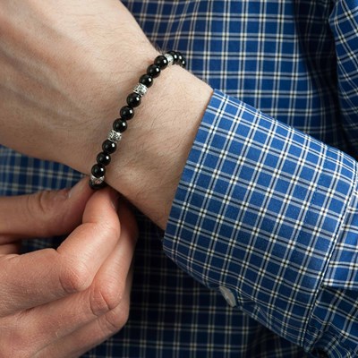 Bracelet onyx noire en pierres naturelles - Lauren Steven - vue V2