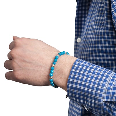 Bracelet en pierre naturelle turquoise pour homme - Lauren Steven - vue V2