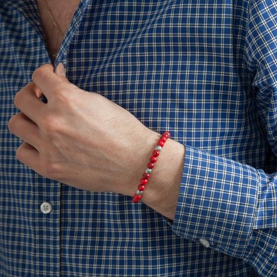 Bracelet pierres naturelles turquoise rouge - Lauren Steven - vue V2