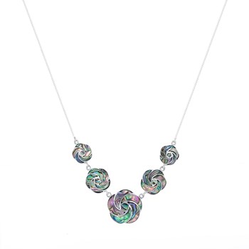 Unieke Abalone Parelmoer Bloem en Spiraal Ketting op 925 Sterling Zilver | Aden Boutique