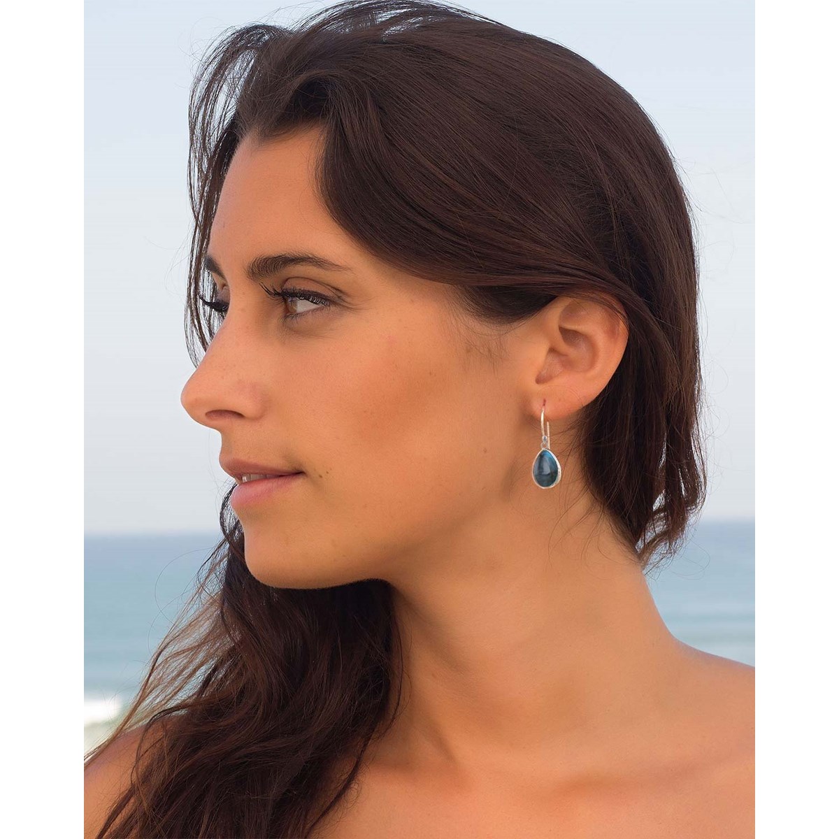 Boucles d'Oreilles Lyra Labradorite et Argent 925 | ADEN Design Goutte | Bijou Chatoyant - vue 2