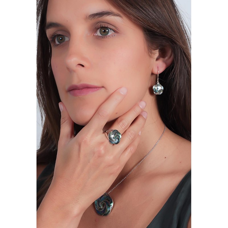 Pendants d'oreille en nacre abalone et Argent 925 millièmes - Bijoux de qualité supérieure - vue 5