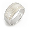 Bague nacre blanche motif damier graphique argent 925 | Collection Yeliana ADEN - vue V1