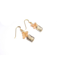 Boucles D'Oreilles Argent 925 Doré Quartz Fumé et Pierre de Lune