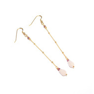 Boucles D'Oreille Argent 925 Dorée, Quartz Rose et Rhodolite