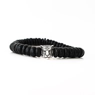 Bracelet disk bois noires et tête de Tigre homme