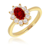 Bague plaqué or marquise avec grenat cubic zirconia et cubic zirconia