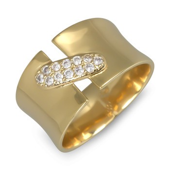 Bague plaqué or anneau large avec cubic zirconia