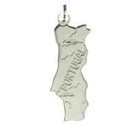 Pendentif carte du Portugal en argent 925°/00 + chaîne