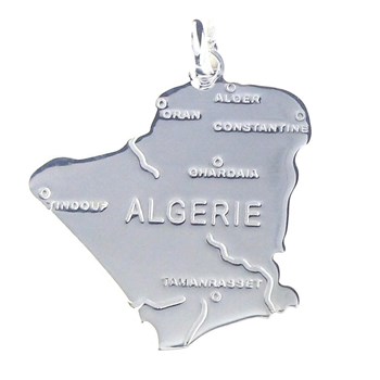 Pendentif carte de l' Algérie en argent 925°/00 + chaîne