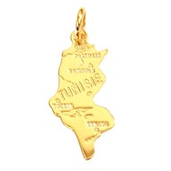 Pendentif carte de la Tunisie en plaqué or