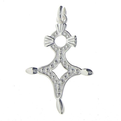 Pendentif Croix d'Agadez Agadès du Sud en argent + chaine - vue V1