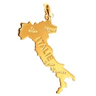 Pendentif carte de l' Italie en plaqué or