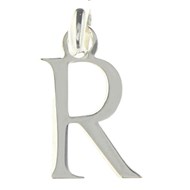 Pendentif Initiale simple lettre R en argent 925°/00 + chaine
