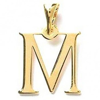 Pendentif Initiale simple lettre M en plaqué or