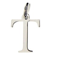 Pendentif Initiale simple lettre T en argent 925°/00 + chaine