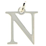 Pendentif Initiale simple lettre N en argent 925°/00 + chaine