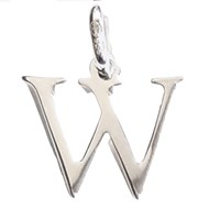 Pendentif Initiale simple lettre W en argent 925°/00 + chaine