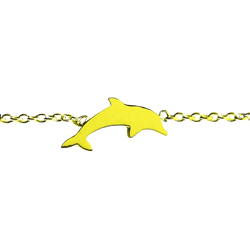 Bracelet breloque dauphin en plaqué or - 16cm