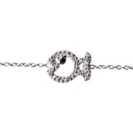 Bracelet breloque poisson cz cristal en argent 925°/00 - 18cm