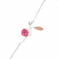 Bracelet fée clochette et sa boule disco rose en argent 925°/00