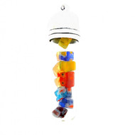 Pendentif fiole bouteille avec chips en verre multicolore murano + cordon