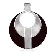 Pendentif nacre teintée noire Argent massif rond femme