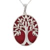 Pendentif Arbre de Vie en Corail avec Sertissage en Argent 925 et Chaîne argent Incluse | Aden - vue V1