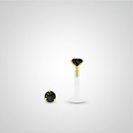 Piercing helix et tragus en or jaune avec oxyde de zirconium noir