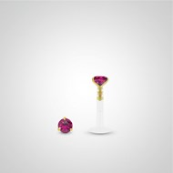 Piercing helix et tragus or jaune avec oxyde de zirconium fushia