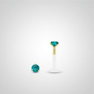 Piercing helix et tragus or jaune avec oxyde de zirconium turquoise