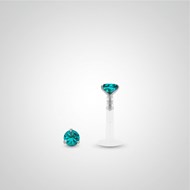 Piercing helix et tragus or blanc avec oxyde de zirconium turquoise